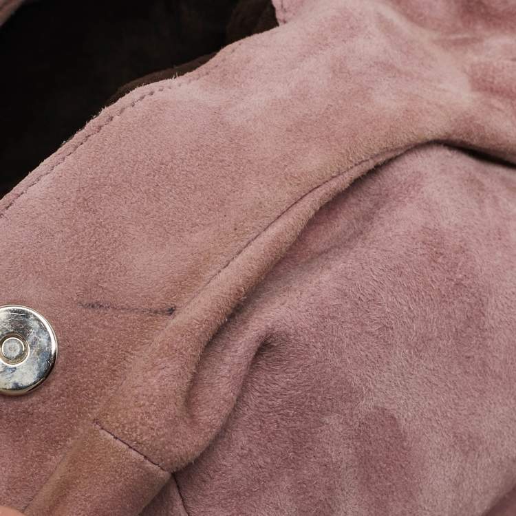 Pre Owned Yves Saint Laurent Old Rose Leather and Suede Nadia Hobo