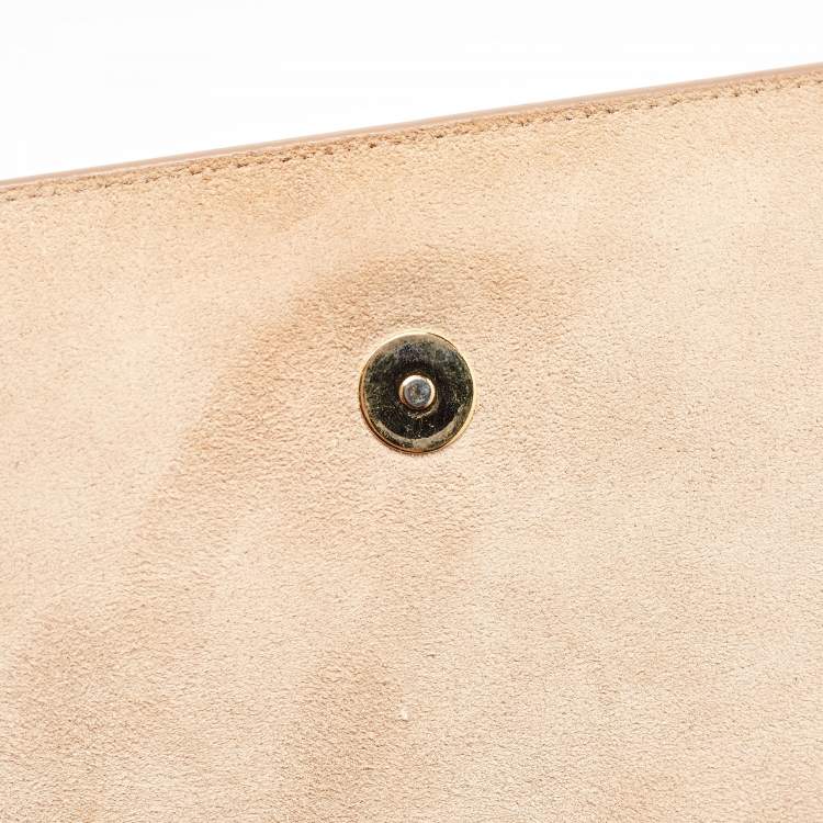 Pre Owned Yves Saint Laurent Beige Patent Leather Belle De Jour Flap Clutch