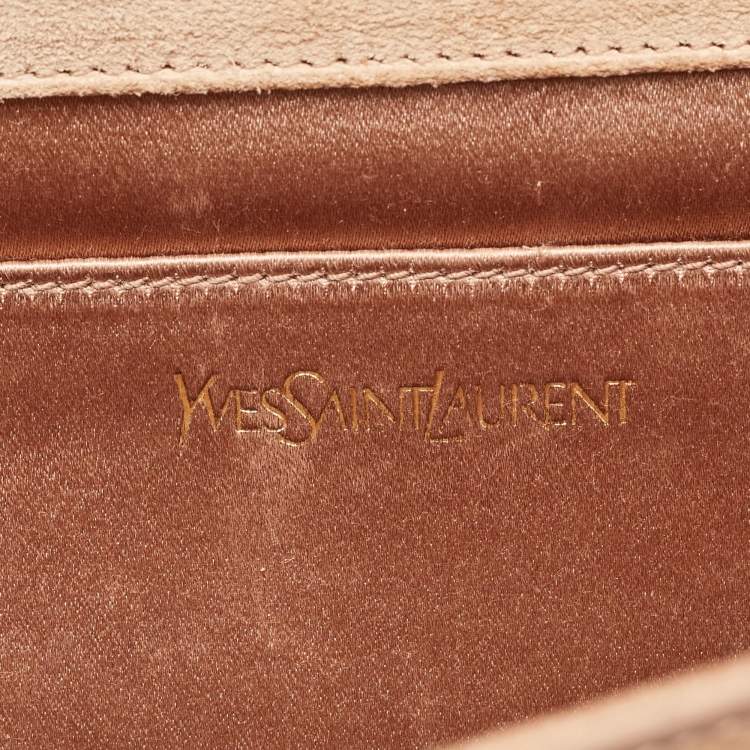 Pre Owned Yves Saint Laurent Beige Patent Leather Belle De Jour Flap Clutch