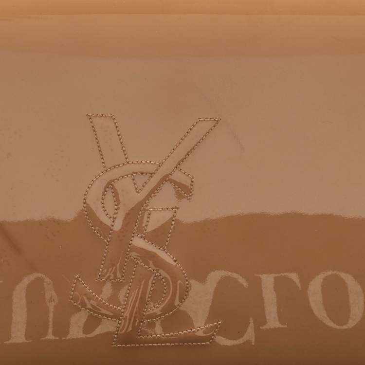 Pre Owned Yves Saint Laurent Beige Patent Leather Belle De Jour Flap Clutch