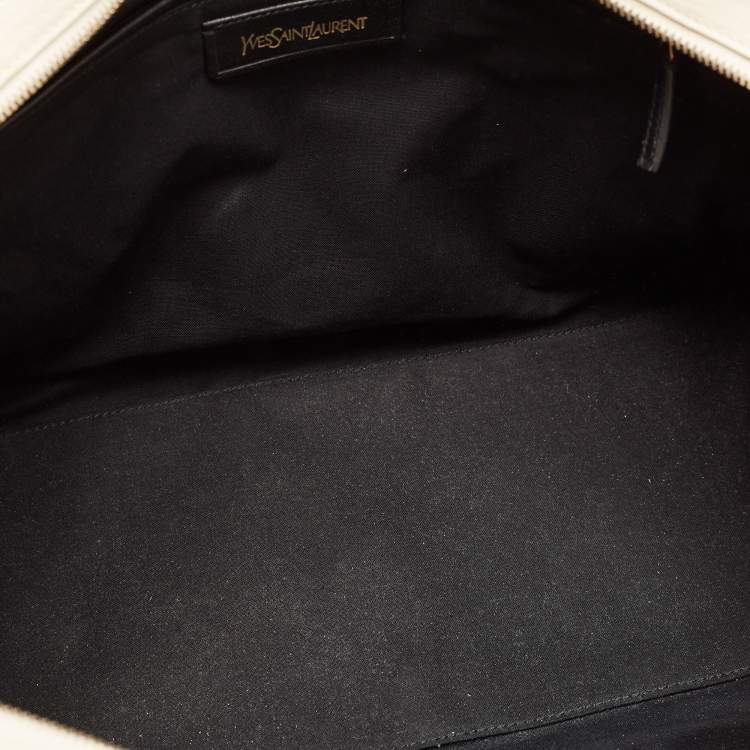 Pre Owned Yves Saint Laurent White Leather Medium Cabas Chyc Tote