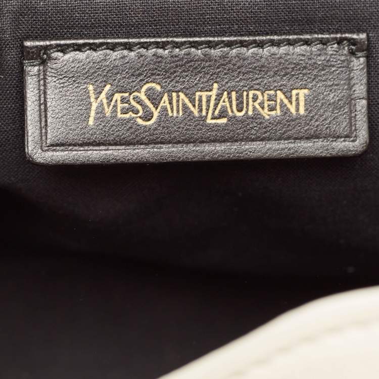 Pre Owned Yves Saint Laurent White Leather Medium Cabas Chyc Tote