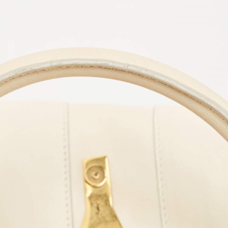 Pre Owned Yves Saint Laurent White Leather Medium Cabas Chyc Tote