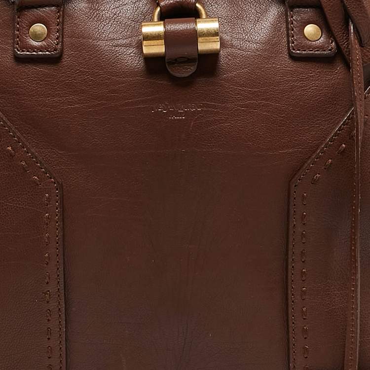 Pre Owned Yves Saint Laurent Brown Leather Large Muse Bag