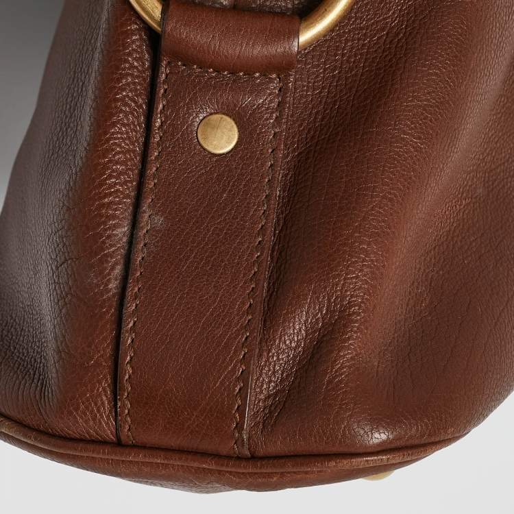 Pre Owned Yves Saint Laurent Brown Leather Large Muse Bag