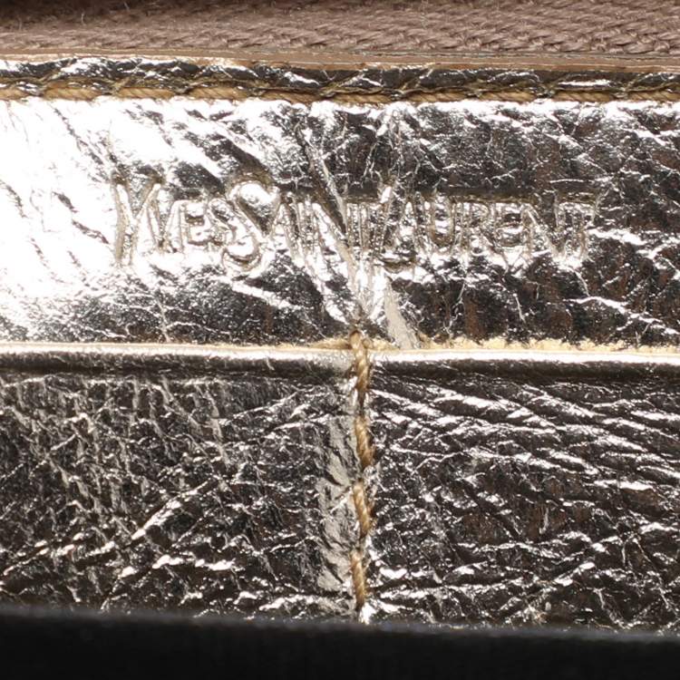 Pre Owned Yves Saint Laurent Metallic Leather Belle De Jour Zip Around Wallet