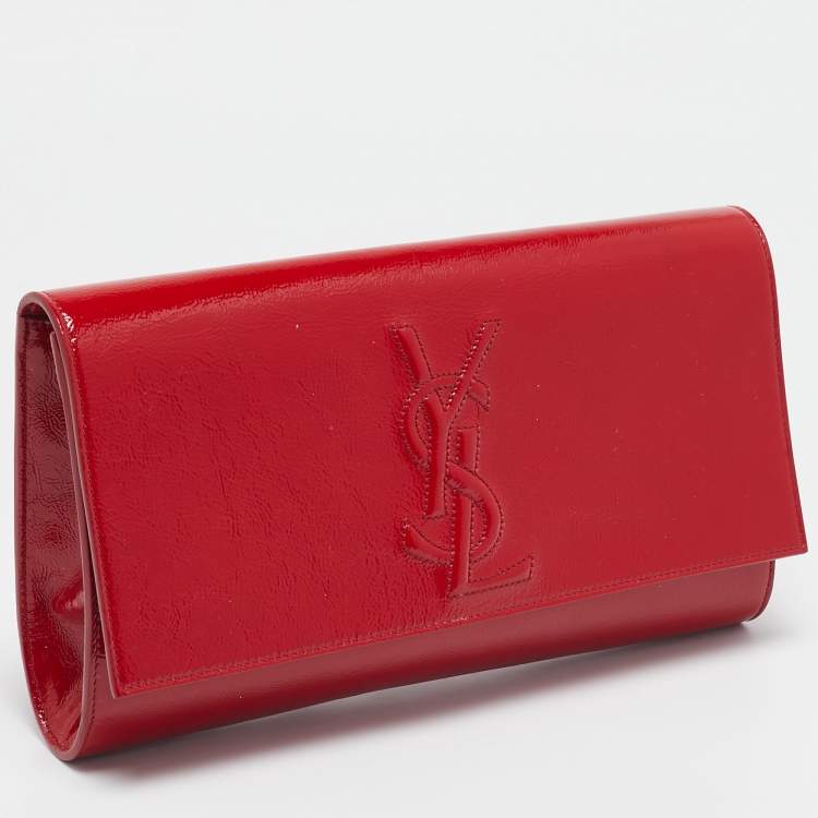 Pre Owned Yves Saint Laurent Red Patent Leather Belle De Jour Clutch