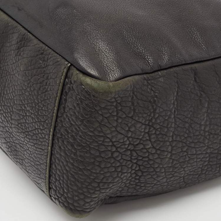 Pre Owned Yves Saint Laurent Black Pebbled Leather and Alligator Multy Hobo