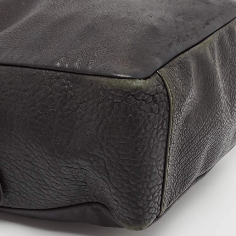 Pre Owned Yves Saint Laurent Black Pebbled Leather and Alligator Multy Hobo
