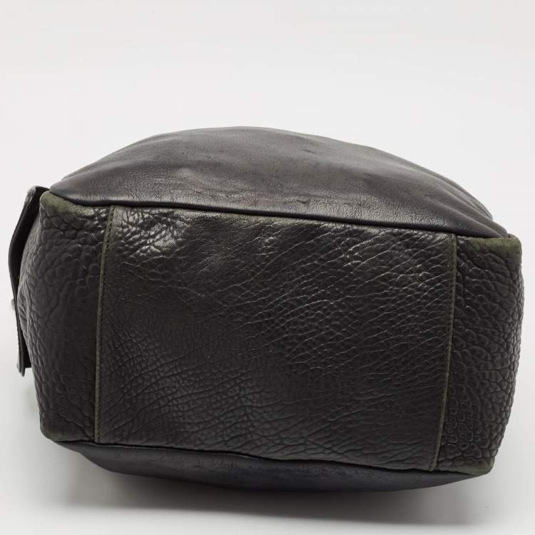 Pre Owned Yves Saint Laurent Black Pebbled Leather and Alligator Multy Hobo