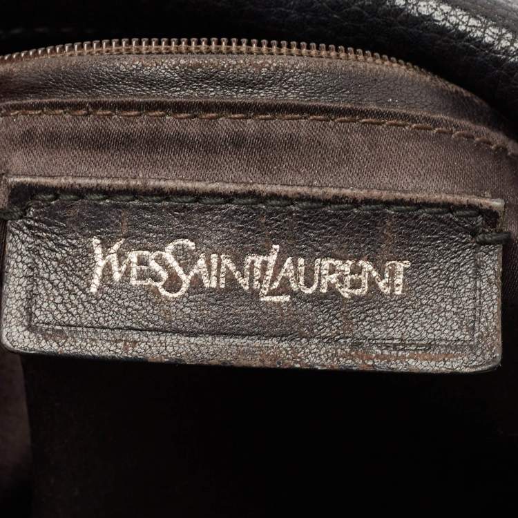 Pre Owned Yves Saint Laurent Black Pebbled Leather and Alligator Multy Hobo