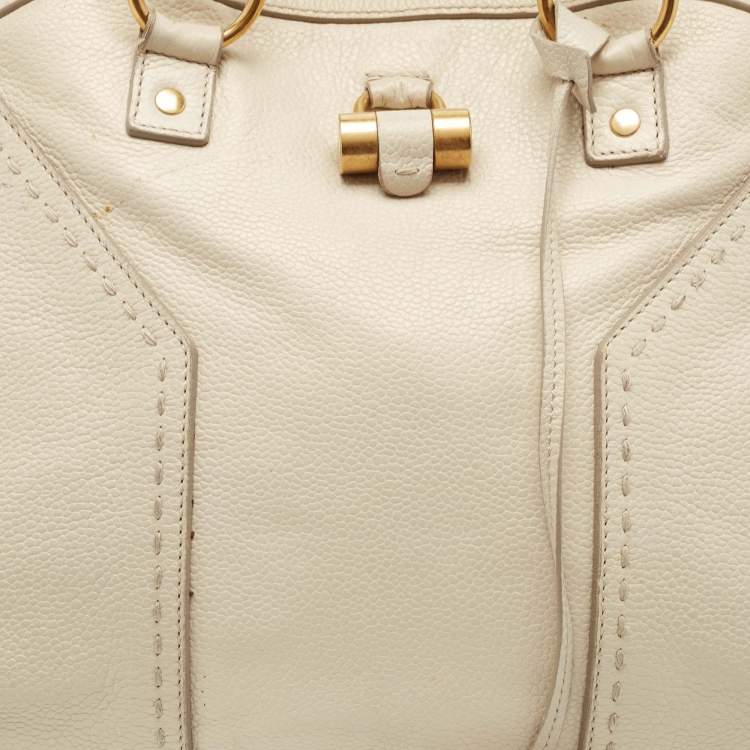 Pre Owned Yves Saint Laurent Off White Leather Medium Muse Satchel