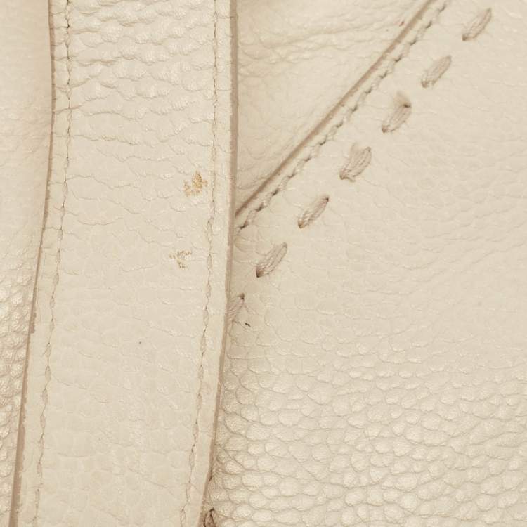 Pre Owned Yves Saint Laurent Off White Leather Medium Muse Satchel