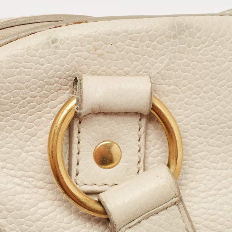 Pre Owned Yves Saint Laurent Off White Leather Medium Muse Satchel