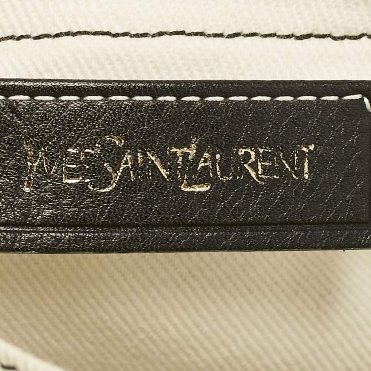Pre Owned Yves Saint Laurent Black/White Leather and Fabric Muse Two Bag