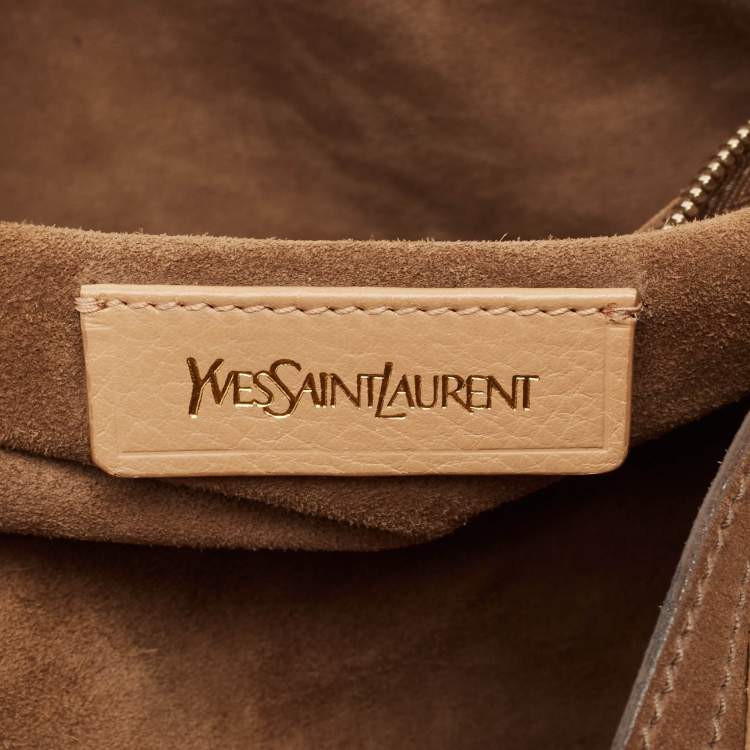 Pre Owned Yves Saint Laurent Tricolor Leather and Suede Large Muse Two Top Handle Bag