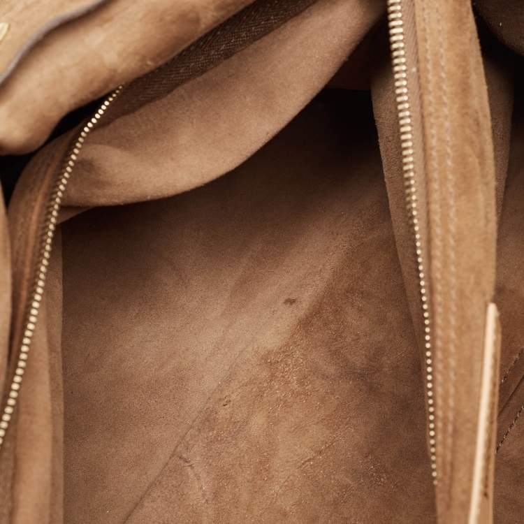 Pre Owned Yves Saint Laurent Tricolor Leather and Suede Large Muse Two Top Handle Bag