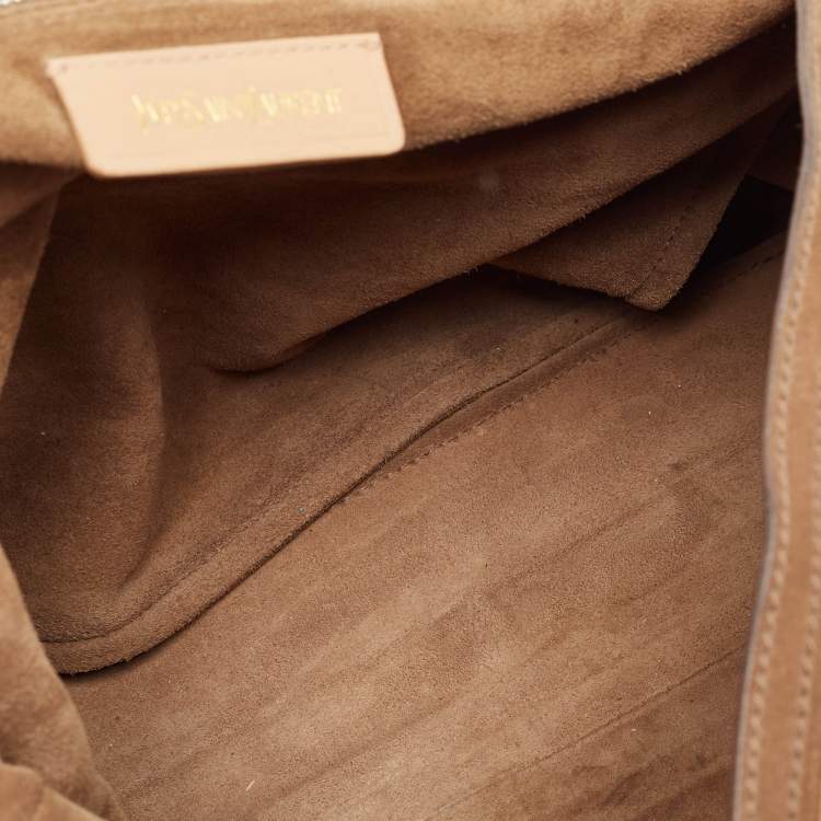 Pre Owned Yves Saint Laurent Tricolor Leather and Suede Large Muse Two Top Handle Bag