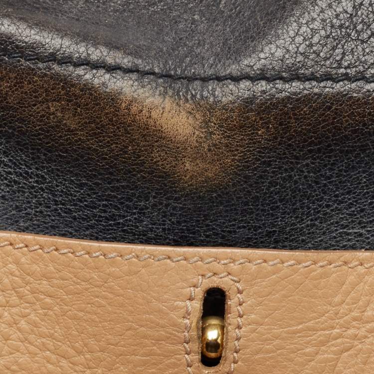 Pre Owned Yves Saint Laurent Tricolor Leather and Suede Large Muse Two Top Handle Bag
