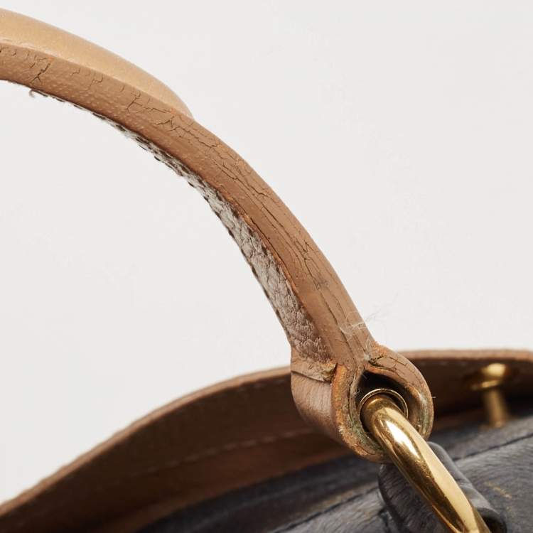 Pre Owned Yves Saint Laurent Tricolor Leather and Suede Large Muse Two Top Handle Bag