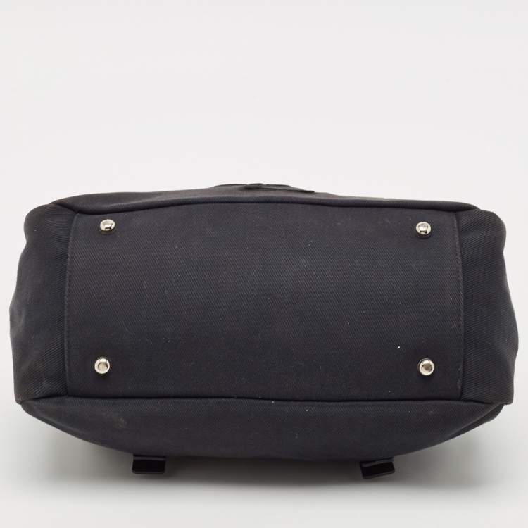 Pre Owned Yves Saint Laurent Black Canvas and Leather Kahala Boston Bag