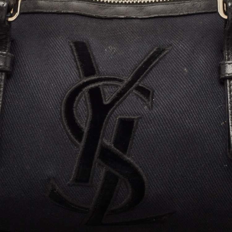 Pre Owned Yves Saint Laurent Black Canvas and Leather Kahala Boston Bag