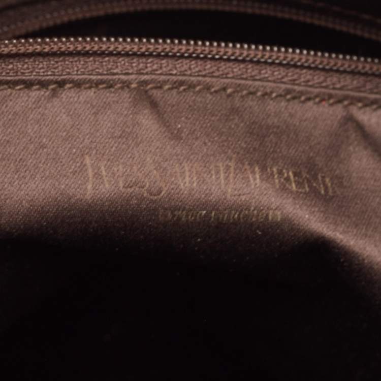 Pre Owned Yves Saint Laurent Dark Brown Leather Logo Boston Bag 