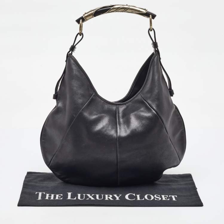Pre Owned Yves Saint Laurent Black Leather Mombasa Hobo