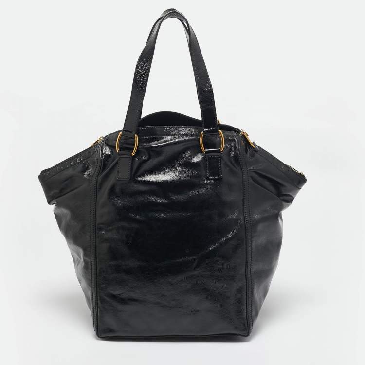 Pre Owned Yves Saint Laurent Black Patent Leather Large Downtown Tote