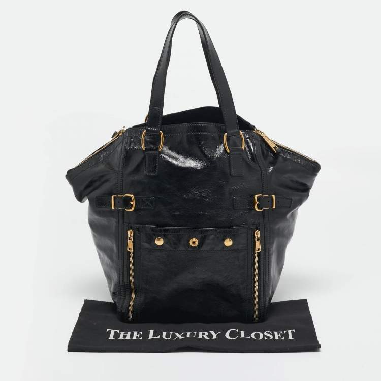 Pre Owned Yves Saint Laurent Black Patent Leather Large Downtown Tote