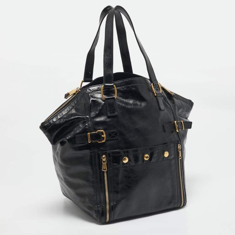 Pre Owned Yves Saint Laurent Black Patent Leather Large Downtown Tote