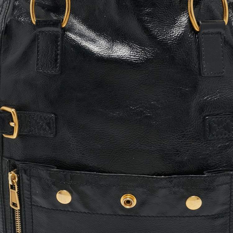 Pre Owned Yves Saint Laurent Black Patent Leather Large Downtown Tote