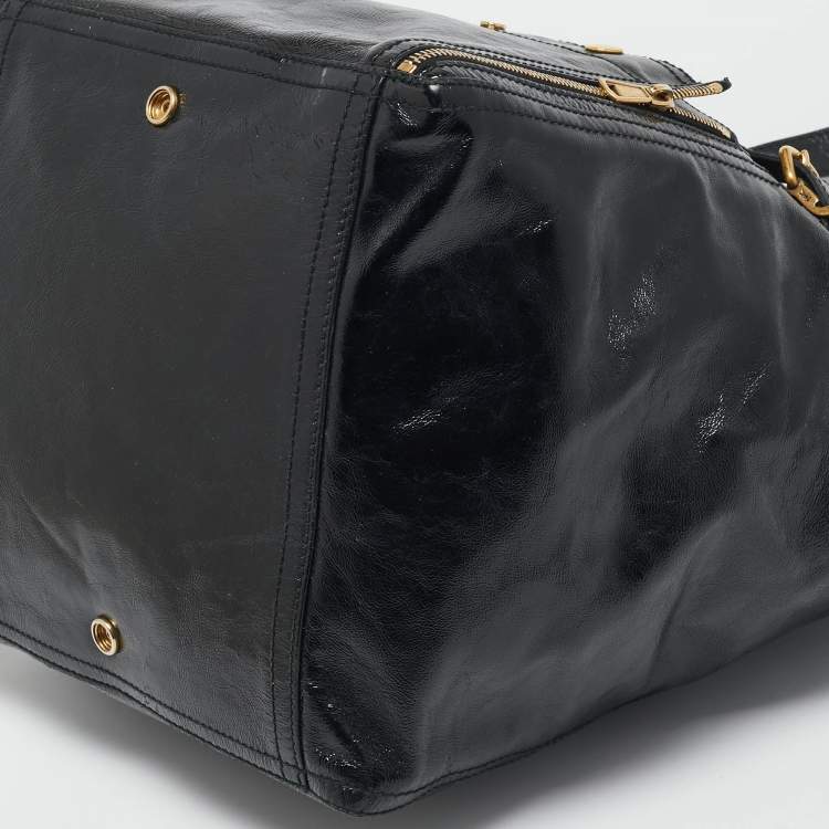 Pre Owned Yves Saint Laurent Black Patent Leather Large Downtown Tote