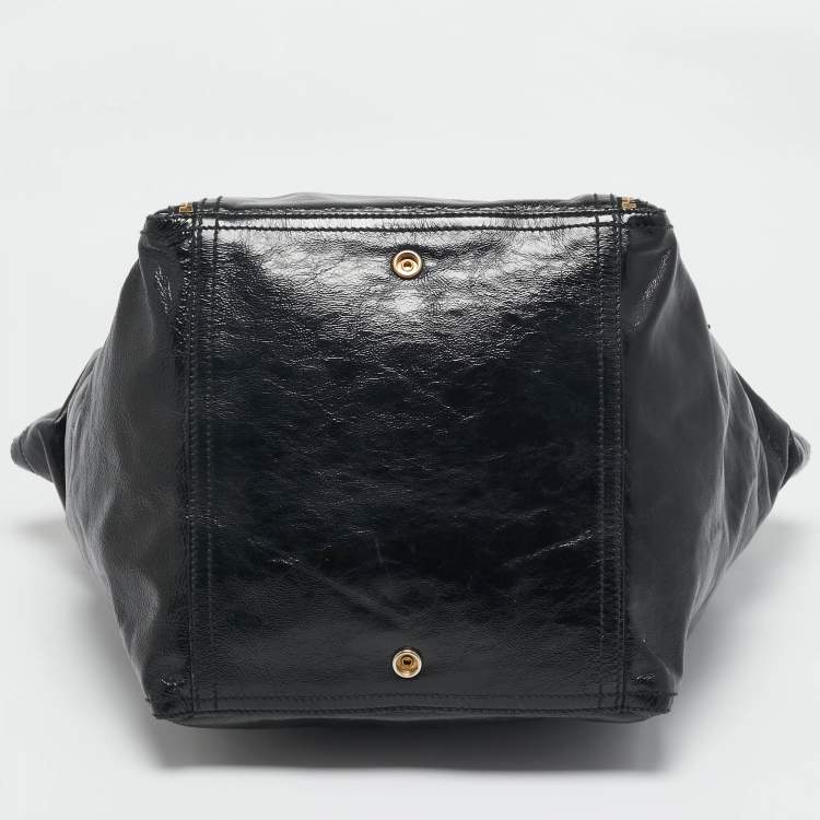 Pre Owned Yves Saint Laurent Black Patent Leather Large Downtown Tote