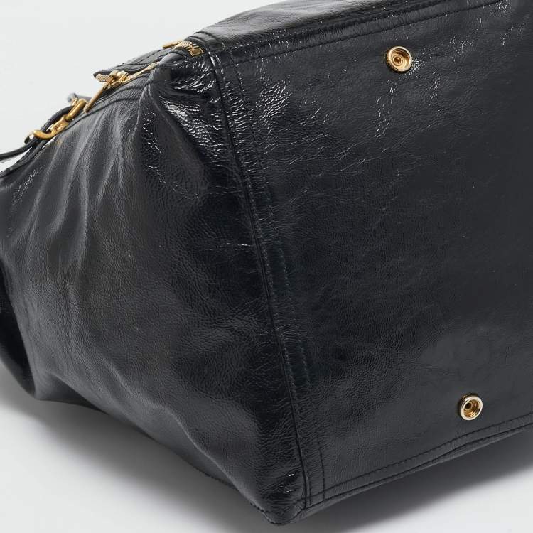 Pre Owned Yves Saint Laurent Black Patent Leather Large Downtown Tote