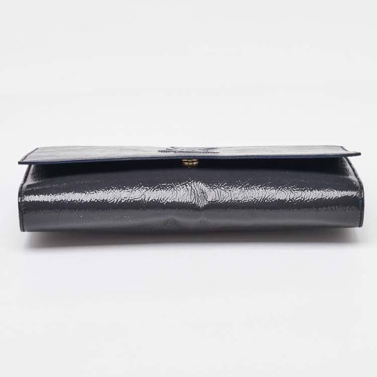 Pre Owned Yves Saint Laurent Navy Blue Patent Leather Belle De Jour Clutch