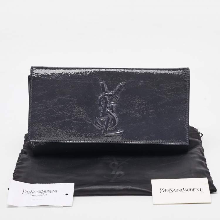 Pre Owned Yves Saint Laurent Navy Blue Patent Leather Belle De Jour Clutch