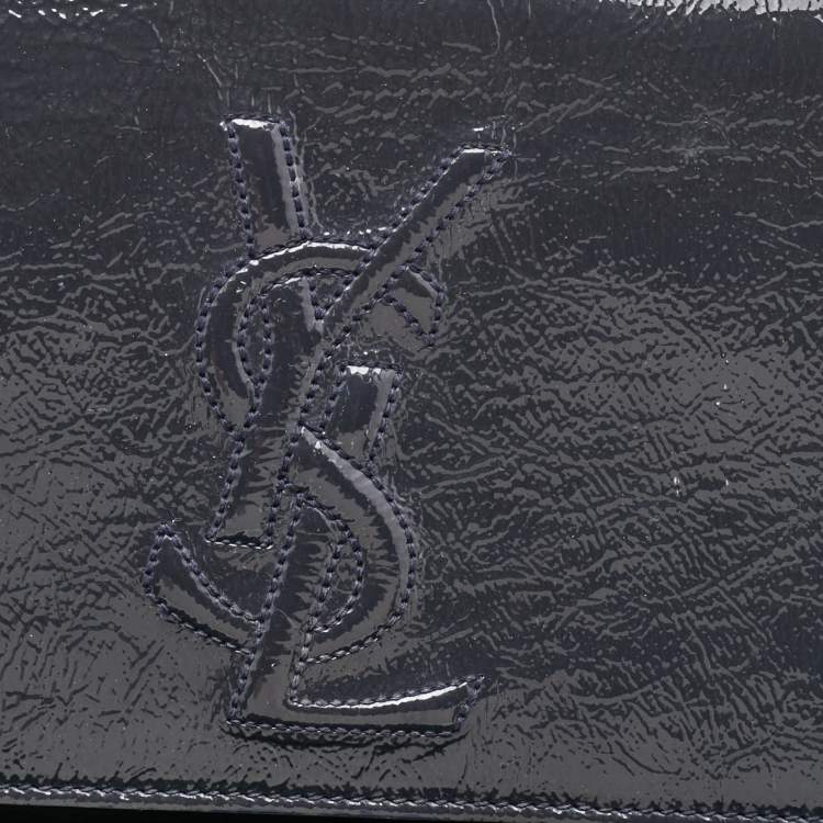 Pre Owned Yves Saint Laurent Navy Blue Patent Leather Belle De Jour Clutch