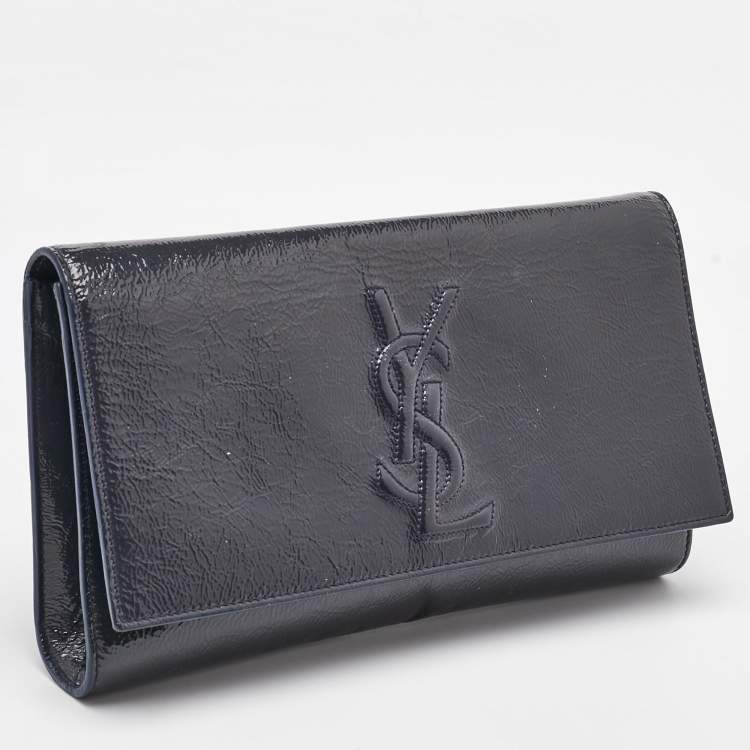 Pre Owned Yves Saint Laurent Navy Blue Patent Leather Belle De Jour Clutch