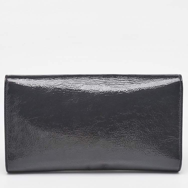 Pre Owned Yves Saint Laurent Navy Blue Patent Leather Belle De Jour Clutch