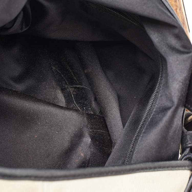 Pre Owned Yves Saint Laurent Cream/Black Canvas and Leather Vincennes Mombasa Hobo