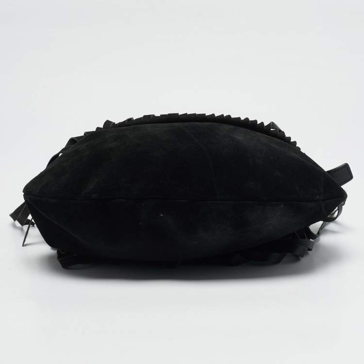 Pre Owned Yves Saint Laurent Black Suede and Leather La Boheme Hobo
