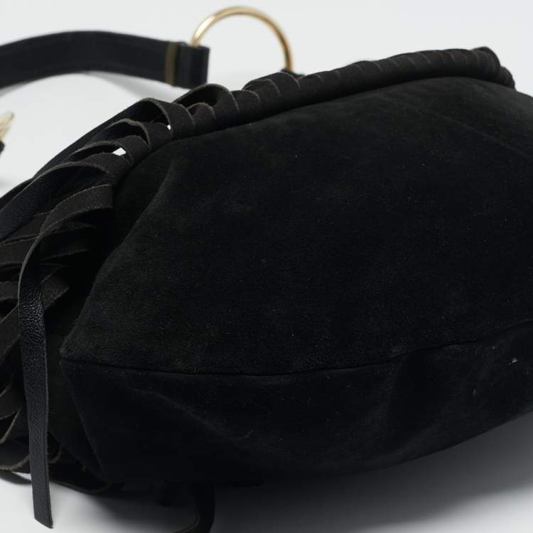 Pre Owned Yves Saint Laurent Black Suede and Leather La Boheme Hobo