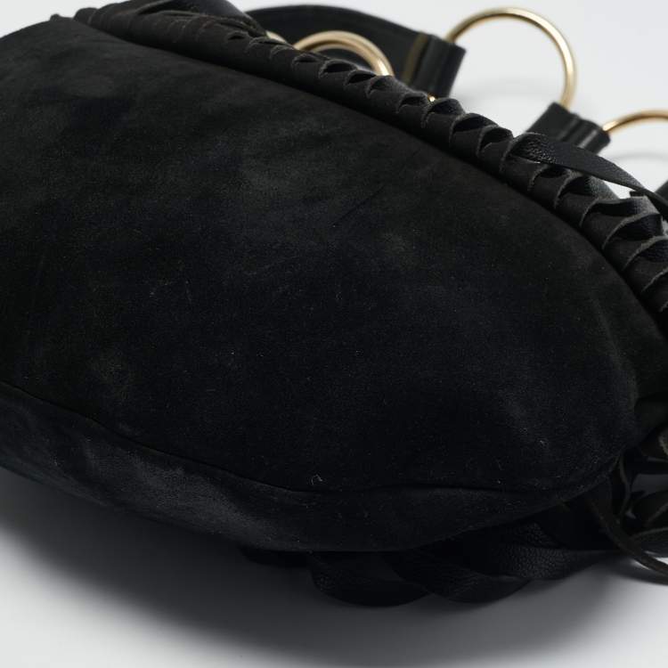 Pre Owned Yves Saint Laurent Black Suede and Leather La Boheme Hobo