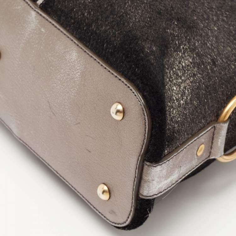 Pre Owned Yves Saint Laurent Grey Calfhair and Leather Muse Bag
