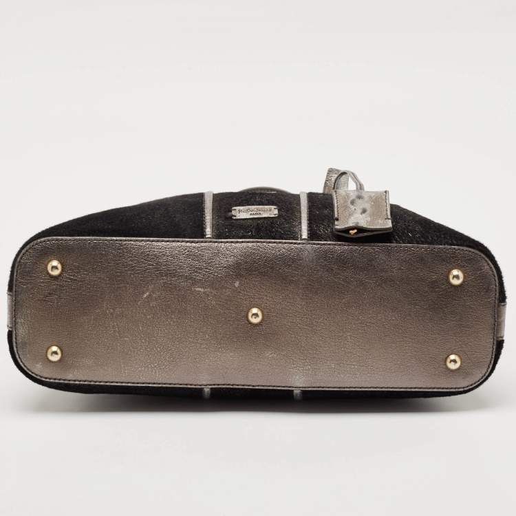 Pre Owned Yves Saint Laurent Grey Calfhair and Leather Muse Bag