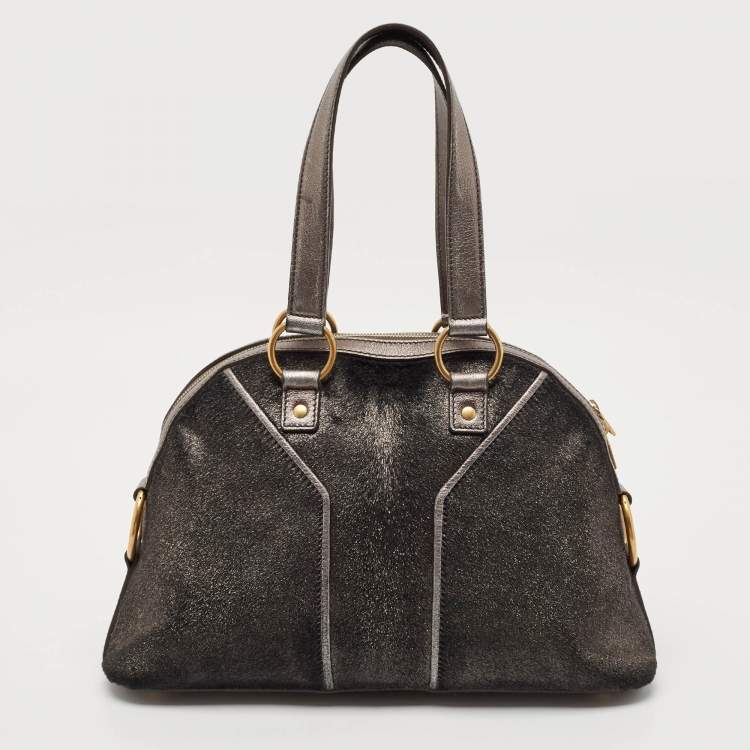 Pre Owned Yves Saint Laurent Grey Calfhair and Leather Muse Bag