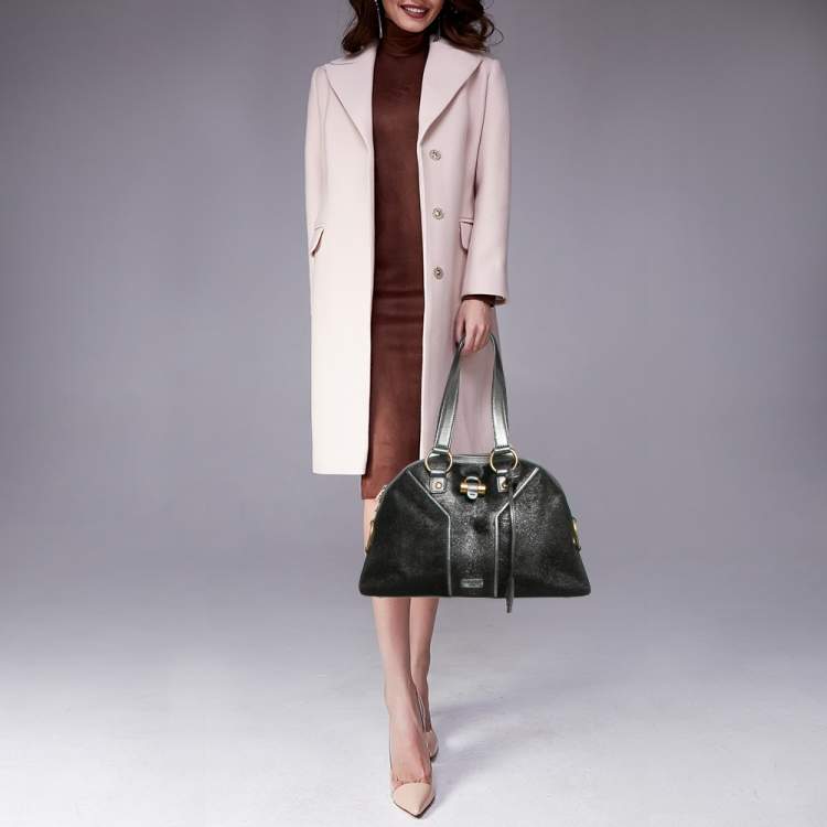 Pre Owned Yves Saint Laurent Grey Calfhair and Leather Muse Bag