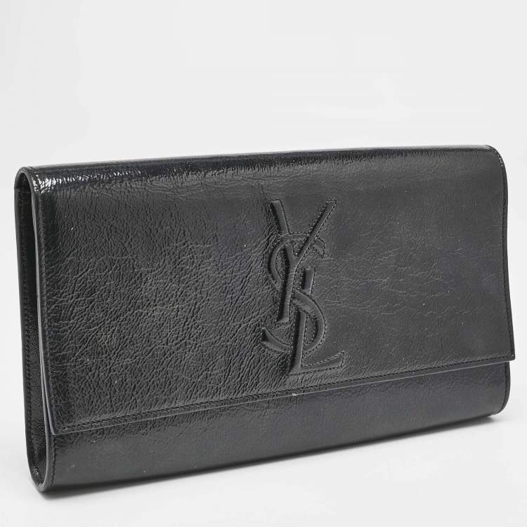 Pre Owned Yves Saint Laurent Black Patent Leather Belle De Jour Flap Clutch