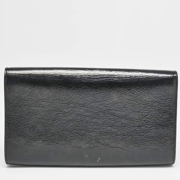 Pre Owned Yves Saint Laurent Black Patent Leather Belle De Jour Flap Clutch